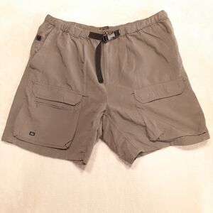 OuterSport Mens Belted Cargo Shorts Sz.L/Gray/100% Nylon Outdoor Hiking